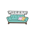 Therapy sofa enamel pin with turquoise couch and I'll Be There For You text design - Sofa Style (QHXZ2966)