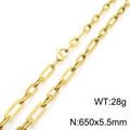 Golden 3:1 figaro chain titanium steel necklace with detailed clasp, 650x5.5mm size - 65cm / Gold
