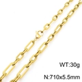Golden titanium steel 3:1 paperclip chain necklace, 30g weight and 710x5.5mm size - 70cm / Gold