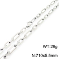 Titanium steel hip-hop link necklace in silver finish, weight 29g, size 710x5.5mm - 70cm / Steel