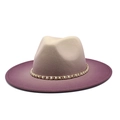 Gradient wool fedora hat with elegant gold chain and pearl embellishment for winter fashion - M (56-58cm) / Purple