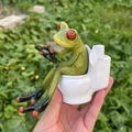Frog on Toilet with Phone