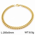 Golden stainless steel flat curb link chain bracelet for men with 200x5mm dimensions - 5MM Gold
