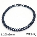 Black electroplated Cuban link bracelet with lobster clasp, 5mm width and 200mm length - 5mm Black