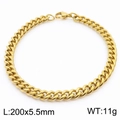 Golden Cuban link bracelet, 200x5.5mm size, minimalist stainless steel wrist jewelry - 5.5mm Gold