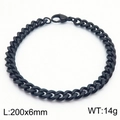 Black stainless steel flat curb chain bracelet for men with lobster clasp 200x6mm - 6MM Black