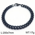 Black stainless steel curb chain bracelet for men, dimensions 200x7mm and 17g weight - 7mm Black