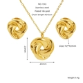 Detail of twisted spiral 18k gold plated necklace and earrings set with measurements - Twisted Spiral Style (Z1543G)