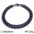 Black stainless steel curb chain bracelet for men with lobster clasp, 8mm wide - 8MM Black