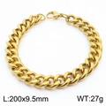 Polished gold curb chain bracelet for men, stainless steel jewelry, 200x9.5mm size - 9.5mm Gold
