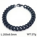 Fashionable black Cuban link chain bracelet for men with matte finish, 200x9.5mm size - 9.5mm Black