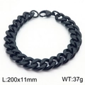 Black stainless steel Cuban chain bracelet for men and women, size 200x11mm, weight 37g - 11mm Black