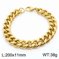 Golden curb chain bracelet in polished stainless steel with 200x11mm dimensions - 11mm Gold
