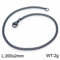 Minimalist black stainless steel Cuban link bracelet for men with lobster clasp, 200x2mm - 2mm Black