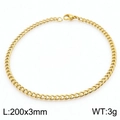 Golden 3mm flat Cuban link chain bracelet with lobster clasp, 200mm length for men - 3MM Gold