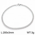 Silver Cuban link chain bracelet 200x3mm with lobster clasp in stainless steel finish - 3mm Silver