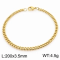 Golden stainless steel flat curb chain bracelet with lobster clasp 200x3.5mm - 3.5mm Gold