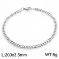 Silver Cuban chain bracelet 3.5mm width and 200mm length with lobster clasp - 3.5mm Steel