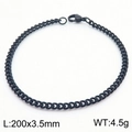 Black stainless steel Cuban chain bracelet for men and women in 3.5mm width - 3.5mm Black