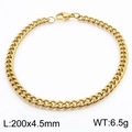 Golden Cuban link chain bracelet with polished finish in 200x4.5mm minimalist style - 4.5mm Gold