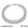 Silver Cuban link chain bracelet 200x9.5mm with lobster clasp for fashion jewelry - 9.5mm Steel