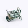 Green and white marble acetate hair claw clip with elegant bow shape and metal spring - Arc Hair Claw / Blue White Marble