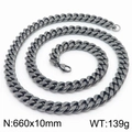 Cadena de eslabones cubanos vintage de acero inoxidable para hombre, gris oscuro - 10mm Negro Hervido (KN233163-KFC)