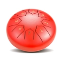 Top view of red steel tongue drum featuring 8 notes with golden number engravings - Cinnabar Red - Lotus (6 Inch 8 Notes)