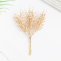 Golden artificial cedar branch with three-forked stems for DIY floral crafts and decor - Gold
