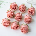 Nine decorative artificial pink silk rose flower heads for DIY handcrafted accessories - Dust Rose