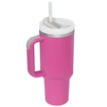 Pink 40oz insulated stainless steel tumbler with straw, lid and ergonomic gray handle - Second Generation 40oz Barbie Pink / 40oz