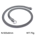 Silver punk snake necklace in vintage titanium steel, 500x8mm size variant for men - Style A 50cm (KN229056-KJX)