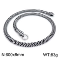 Punk style stainless steel snake chain necklace with dual snake heads in vintage silver - Style A 60cm (KN202158-KJX)