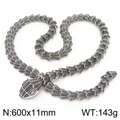 Punk style snake scale necklace in antique silver titanium steel for men, 600x11mm - Style B (KN231482-KJX)