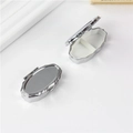 Portable silver metal pill box with wave-edge design and two internal compartments - Scalloped 2-Grid