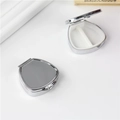 Silver metallic portable medicine box with two compartments and a glossy mirror finish - Horseshoe 2-Grid Detachable