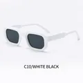 Retro thick-frame square sunglasses in white color with dark grey lenses model C10 - White Frame Dark Grey Lens