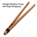 Handcrafted straight bamboo tea tongs with non-slip brown rope handle and inner grip - Rope-wrapped Straight Bamboo Tongs (PJ170506-6)