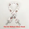Detail of hot air balloon pattern bag strap with adjustable silver metal hooks - Hot Air Balloon Pattern / Silver Hooks