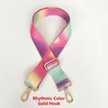 Detail of floral gradient purse strap with adjustable length and gold metal swivel hooks - Rhythmic Color Gradient / Gold Hooks