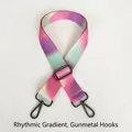 Detail of adjustable gradient webbing strap with gunmetal swivel hooks for handbags - Rhythmic Color Gradient / Gunmetal Hooks