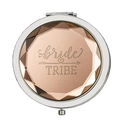 Silver compact mirror with amber faux gemstone and Bride Tribe engraving for bridesmaids - Bride Tribe