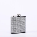 Portable 6oz black hip flask with sparkling silver rhinestones and metal screw cap - 6oz / 304 Matte Black Full Rhinestone 180ml
