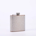 Detail shot of 6oz stainless steel hip flask decorated with sparkling rhinestones - 6oz / Painted Rose Gold Full Rhinestone 180ml