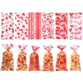 Clear plastic candy bags with red heart prints and stripes for Valentine gift packing - Red Heart Stripe / 120 Pcs/Pack