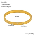 Brazalete de acero de titanio chapado en oro 18K con strass floral, diámetro 60 mm - Estilo Flor de Cuatro Pétalos(ZB1886G)