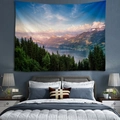 Modern mountain landscape tapestry with lake scenery for bedroom wall decor - Style 27