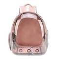 Pink pet space capsule backpack with transparent window and ventilation holes for travel - Side-open Nude Pink Panoramic