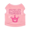 Pink Spoiled Princess dog vest with crown print for small dogs on white background - S / Pink