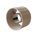 Beige plastic corn stripper with serrated metal blade for efficient kernel removal - Bag Packaging / Beige